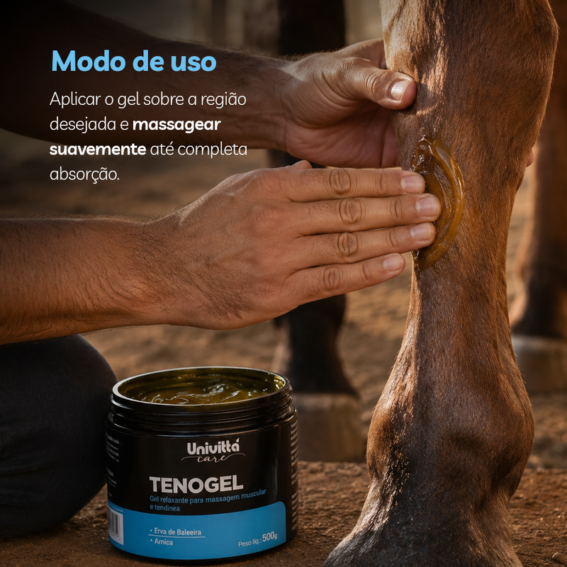 Gel Relaxante Muscular para animais Tenogel Univittá Care 500g – Arnica e Erva Baleeira