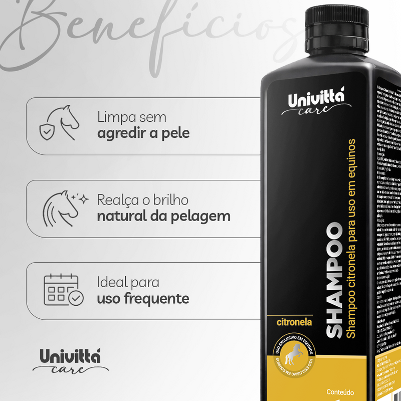 Shampoo Citronela para Cavalos Univittá Care – Limpeza, Brilho e Proteção Natural