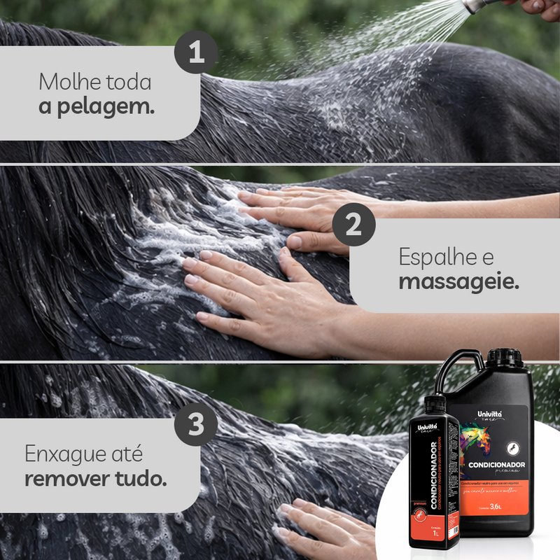 Ritual Conforto Diário Univittá Care - 3 Shampoos Citronela + 1 Condicionador para cavalos 3,6L