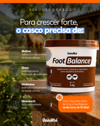 Foot Balance Univittá 1kg – Suplemento para Cascos com Biotina, Zinco, Cobre e Aminoácidos