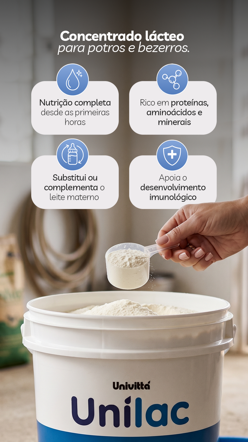 Unilac Univittá 10kg – Suplemento Lácteo para Animais Jovens em Desenvolvimento