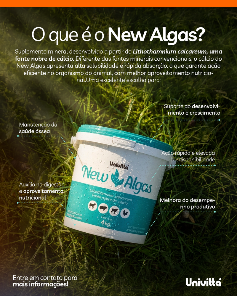 New Algas Univittá 4kg e 20kg – Suplemento Mineral com Lithothamnium calcareum