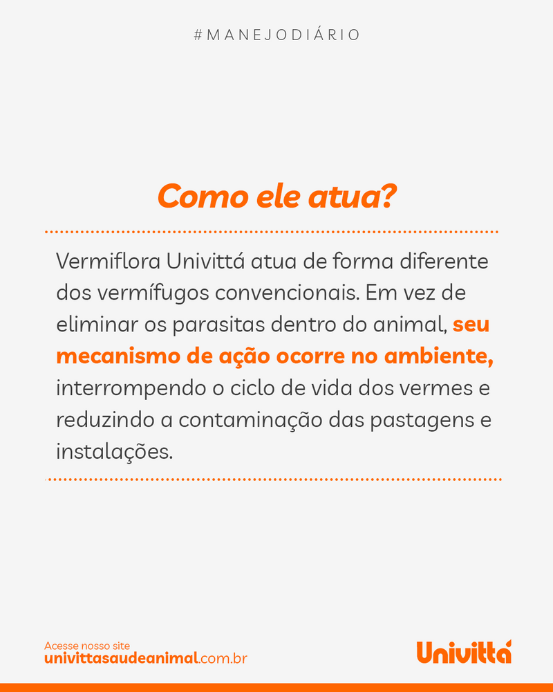 Vermiflora Univittá 2kg – Suplemento para Controle Biológico de Vermes e Redução da Contaminação Ambiental