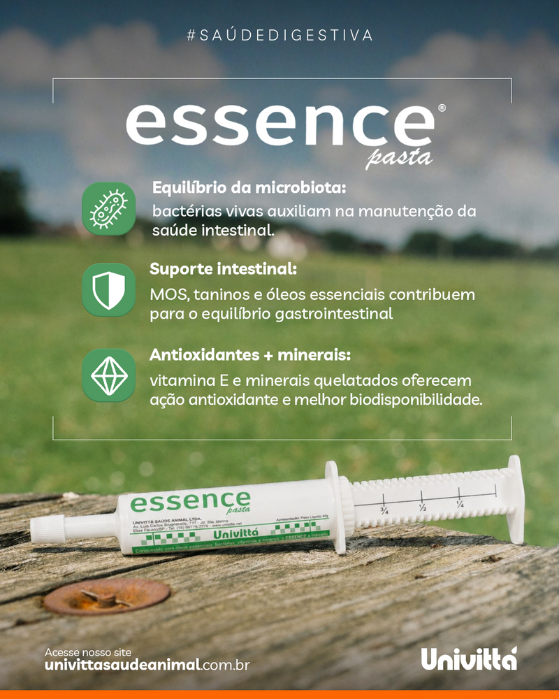 Essence Univittá 40g com 2 unidades – Suplemento Probiótico para Equídeos e Ruminantes